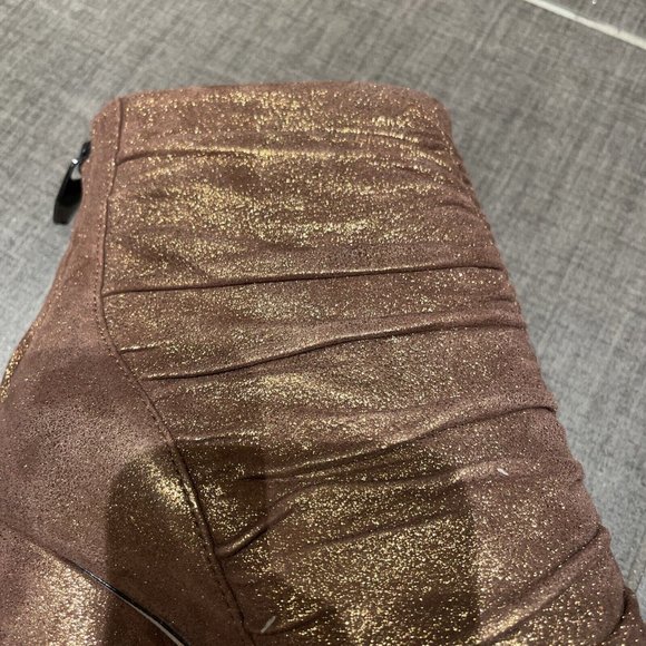 sigerson morrison Gold Bronze Suede Ruched High Heel Ankle Boots Nib 8 - Picture 6 of 8